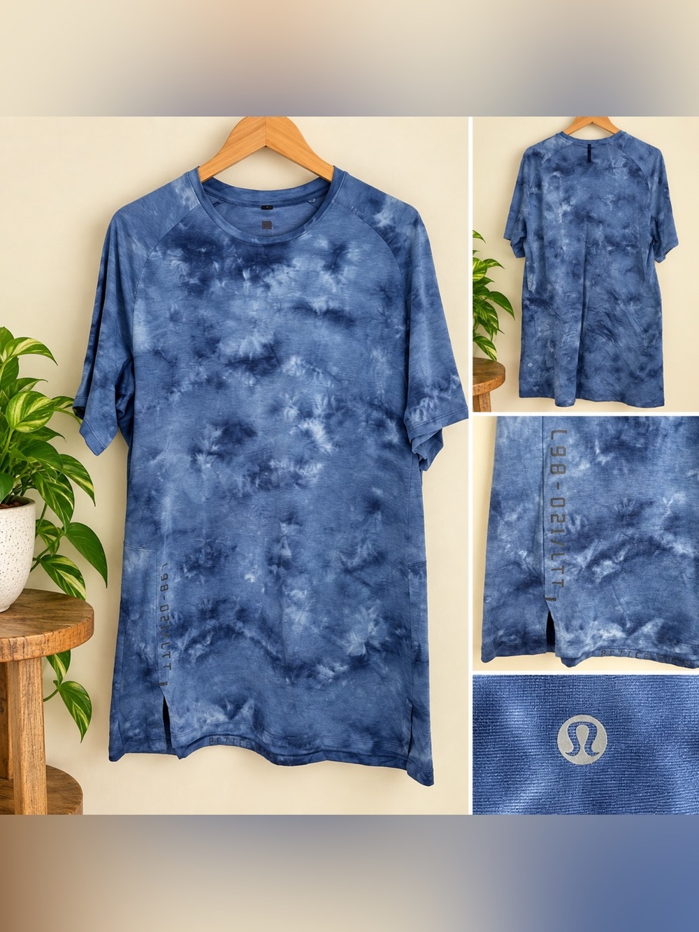 Lululemon Shirt XL Blue Tie Dye License to Train Workout Tee T Performance Top